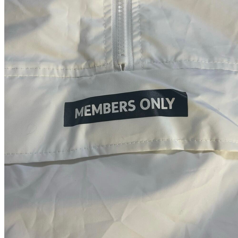 Members Only White Black Windbreaker Jacket XS Quarter Zip Hooded Pullover - Picture 9 of 14